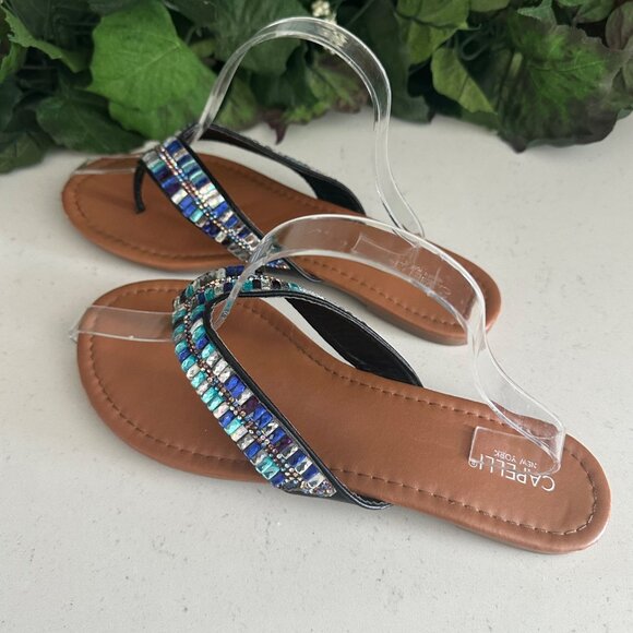 Capelli New York Beaded Thong Sandals Size 9 Brown & Multicolor - Picture 6 of 8